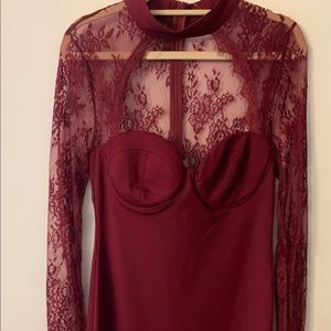 Lacey red long sleeve dress